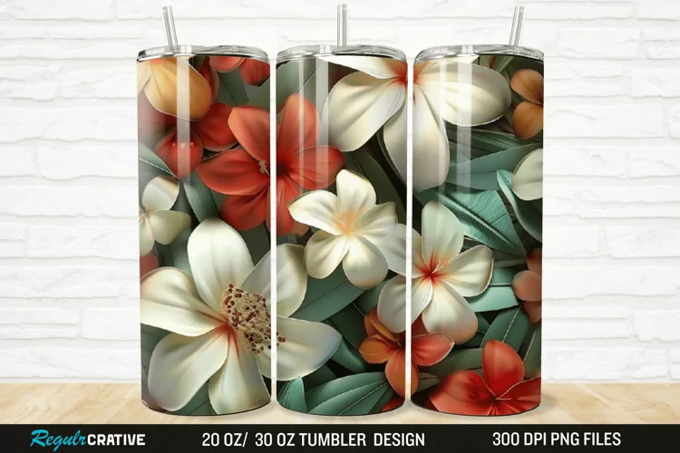 3D Jasmine Floral 20/30oz Skinny Tumbler