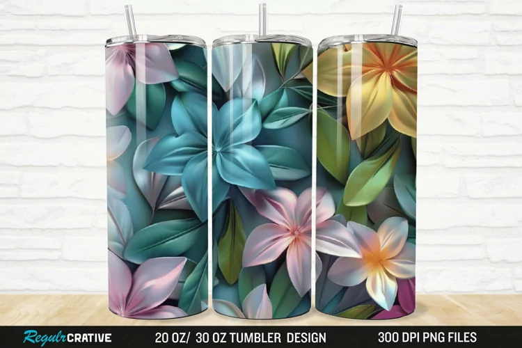 3D Jasmine Floral 20/30oz Skinny Tumbler