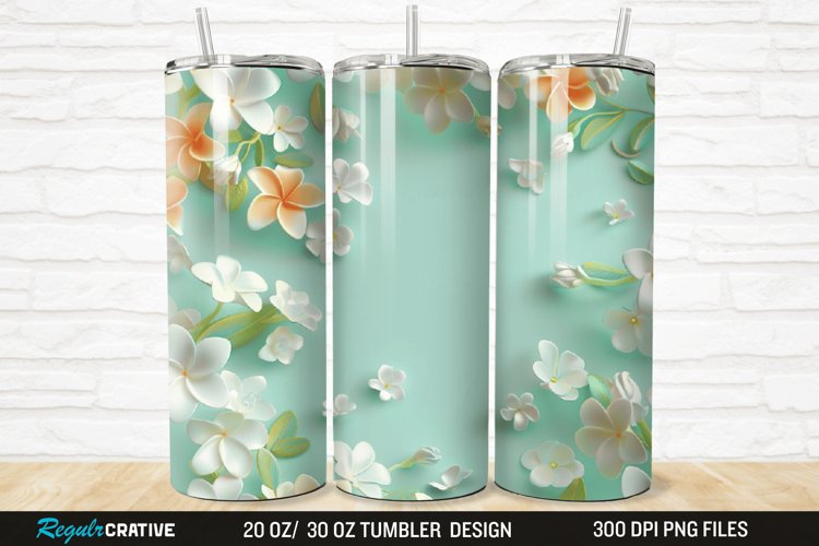 3D Jasmine Floral 20/30oz Skinny Tumbler example image 1