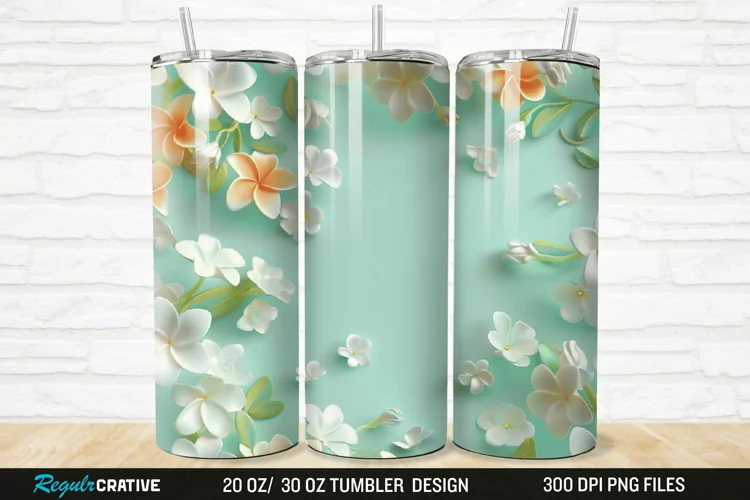 3D Jasmine Floral 20/30oz Skinny Tumbler