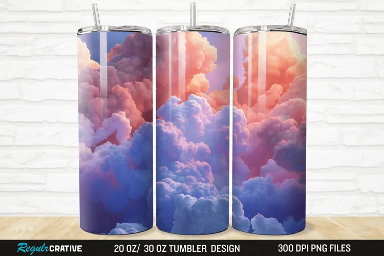3D Colorful Cloud 20/30oz Skinny Tumbler
