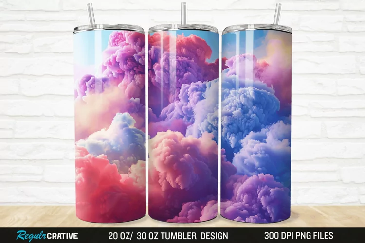 3D Colorful Cloud 20/30oz Skinny Tumbler