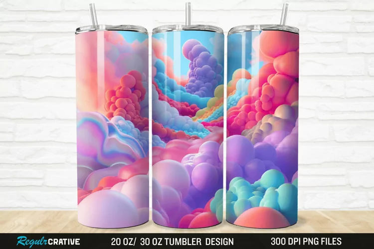 3D Colorful Cloud 20/30oz Skinny Tumbler