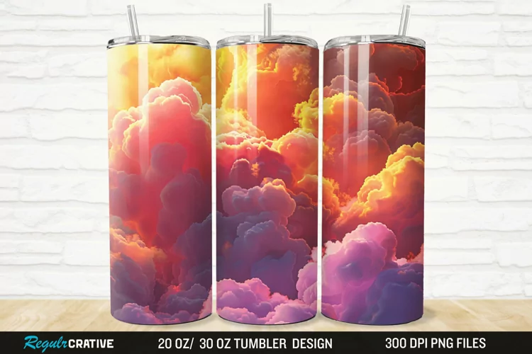 3D Colorful Cloud 20/30oz Skinny Tumbler