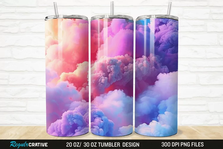 3D Colorful Cloud 20/30oz Skinny Tumbler