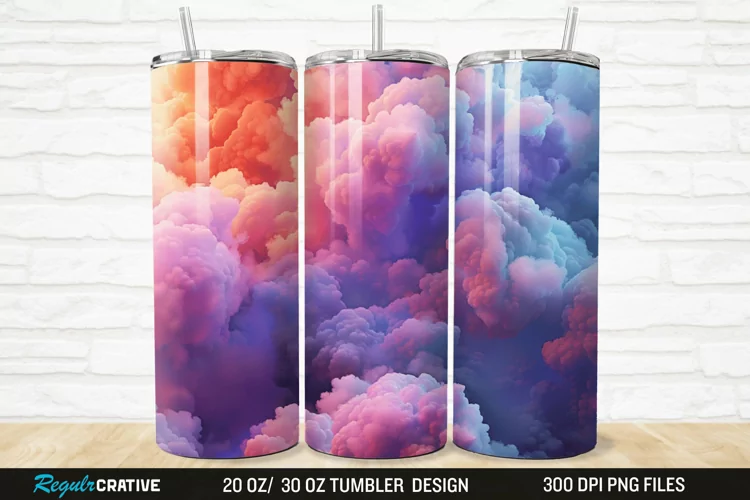 3D Colorful Cloud 20/30oz Skinny Tumbler