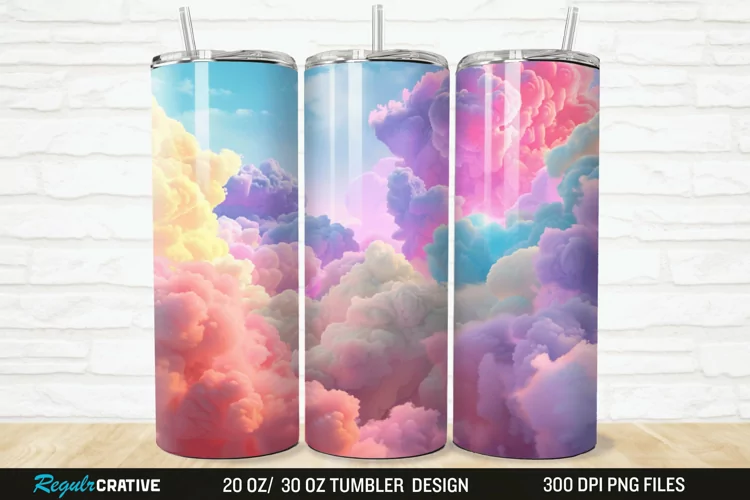 3D Colorful Cloud 20/30oz Skinny Tumbler