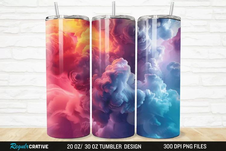3D Colorful Cloud 20/30oz Skinny Tumbler