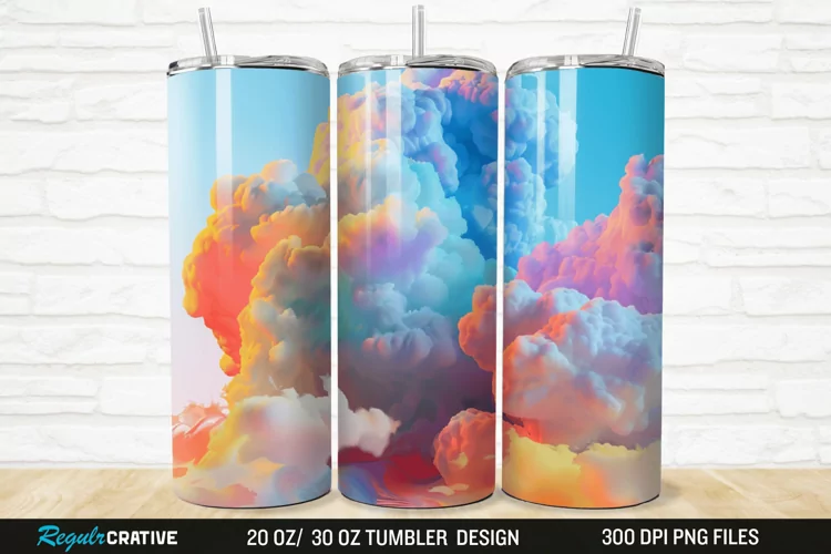 3D Colorful Cloud 20/30oz Skinny Tumbler