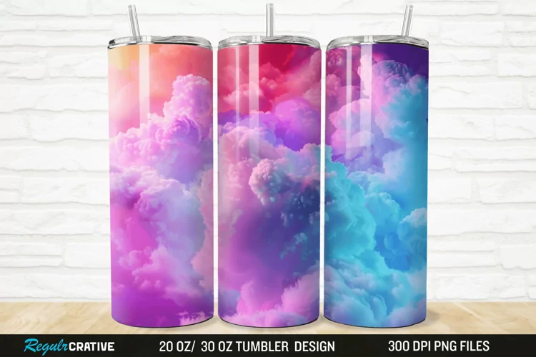 3D Colorful Cloud 20/30oz Skinny Tumbler