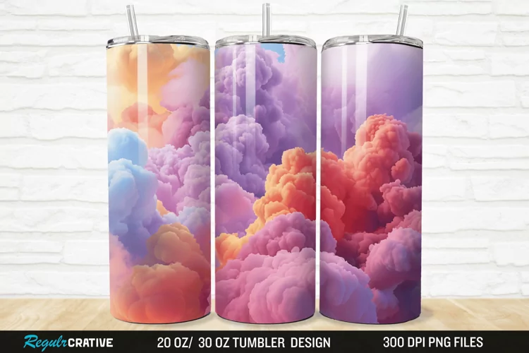 3D Colorful Cloud 20/30oz Skinny Tumbler
