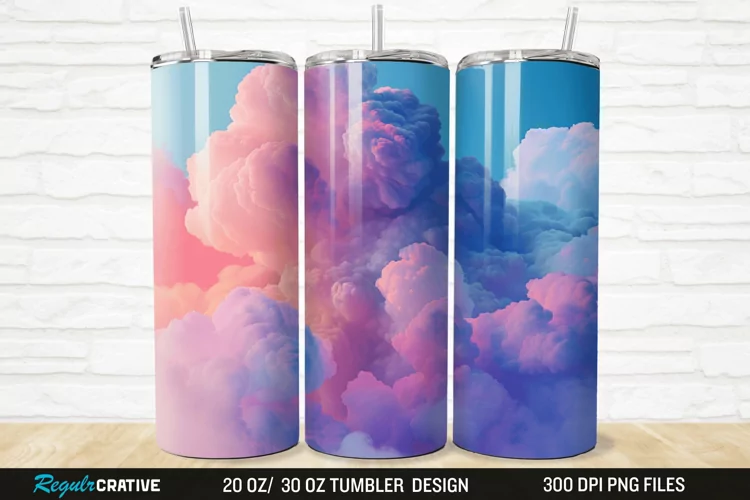 3D Colorful Cloud 20/30oz Skinny Tumbler