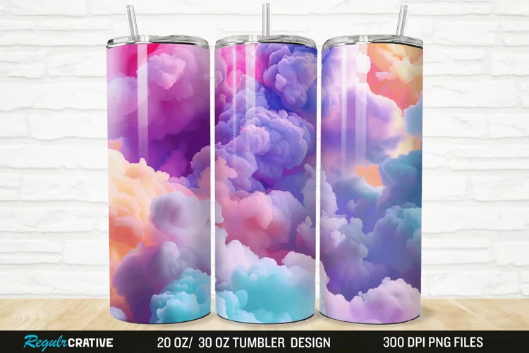 3D Colorful Cloud 20/30oz Skinny Tumbler