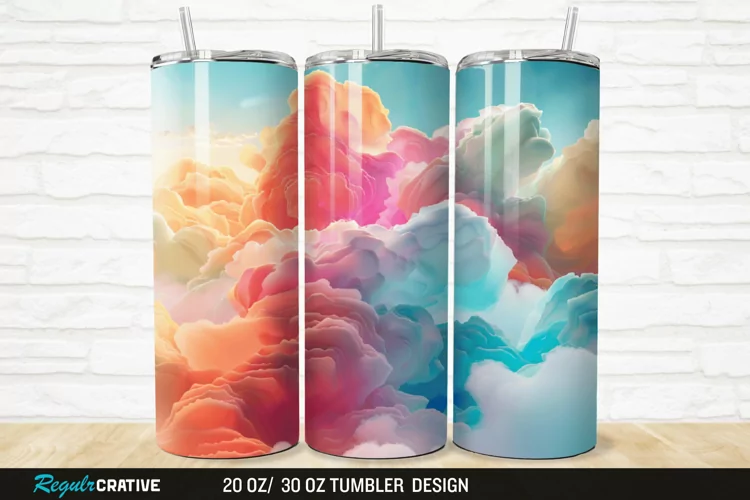 3D Colorful Cloud 20/30oz Skinny Tumbler