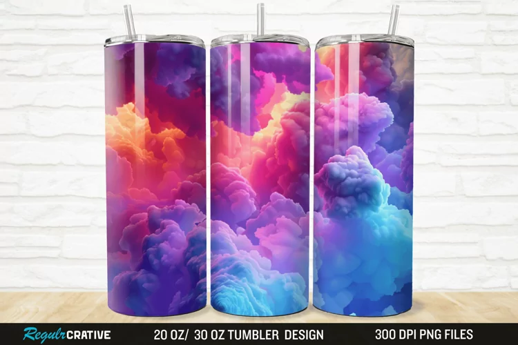 3D Colorful Cloud 20/30oz Skinny Tumbler