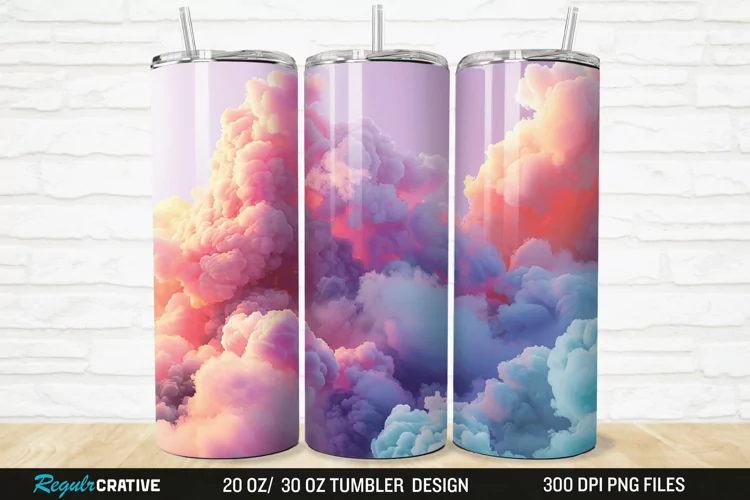 3D Colorful Cloud 20/30oz Skinny Tumbler