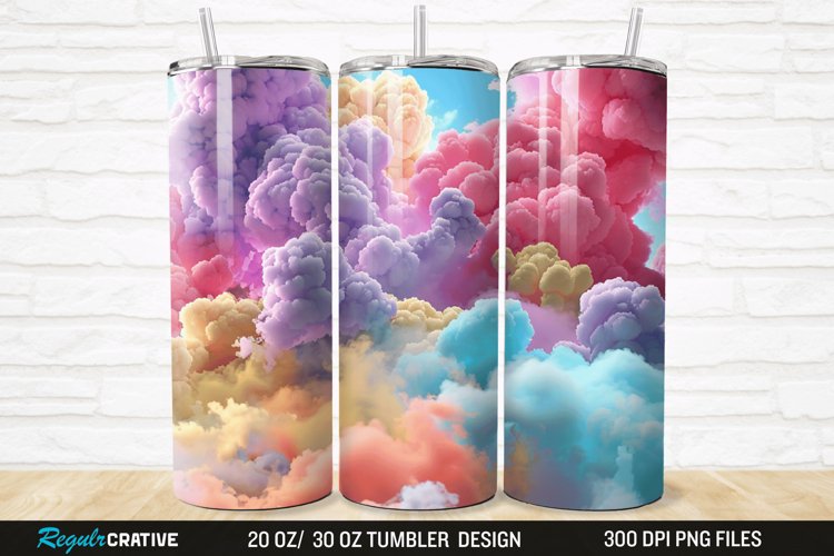 3D Colorful Cloud 20/30oz Skinny Tumbler