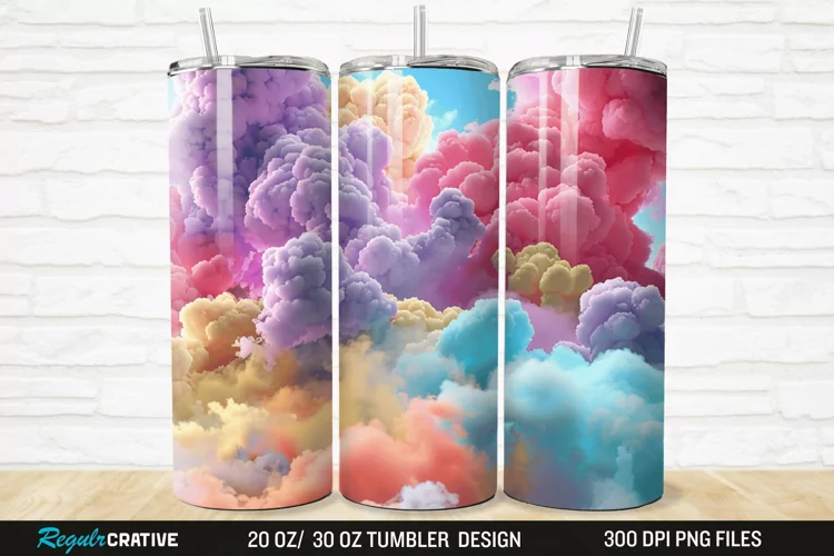 3D Colorful Cloud 20/30oz Skinny Tumbler