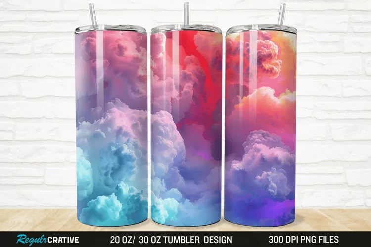 3D Colorful Cloud 20/30oz Skinny Tumbler