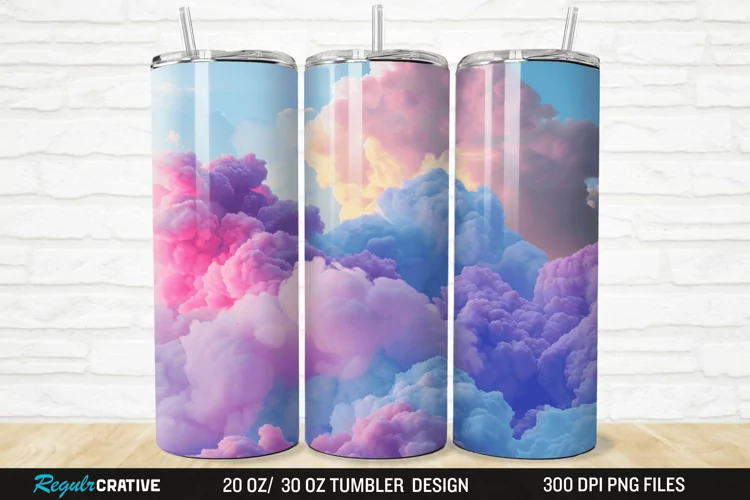 3D Colorful Cloud 20/30oz Skinny Tumbler