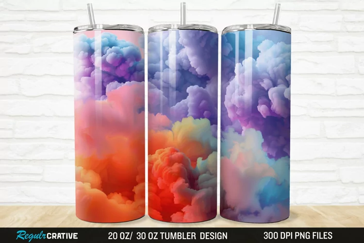 3D Colorful Cloud 20/30oz Skinny Tumbler