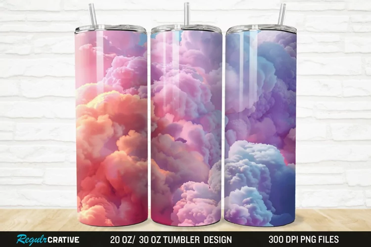 3D Colorful Cloud 20/30oz Skinny Tumbler