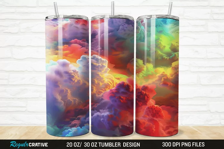 3D Colorful Cloud 20/30oz Skinny Tumbler