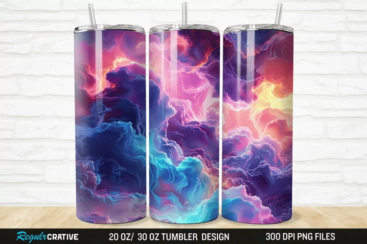 3D Colorful Cloud 20/30oz Skinny Tumbler