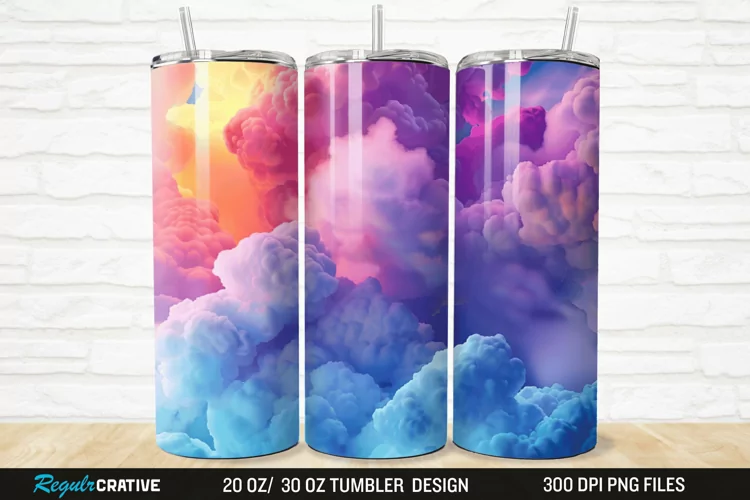 3D Colorful Cloud 20/30oz Skinny Tumbler
