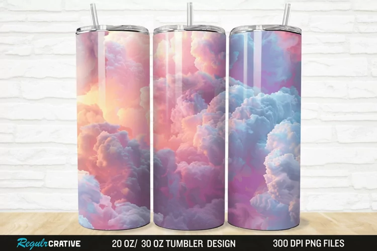 3D Colorful Cloud 20/30oz Skinny Tumbler
