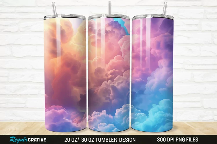 3D Colorful Cloud 20/30oz Skinny Tumbler