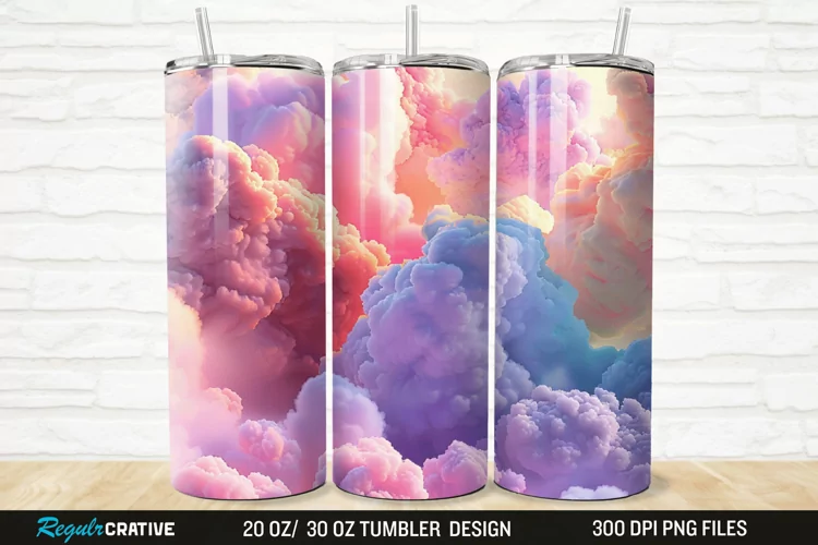 3D Colorful Cloud 20/30oz Skinny Tumbler