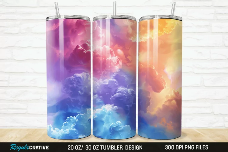 3D Colorful Cloud 20/30oz Skinny Tumbler