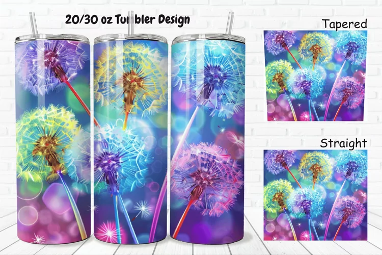 3D Colorful Dandelions Flowers 20/30oz Skinny Tumbler