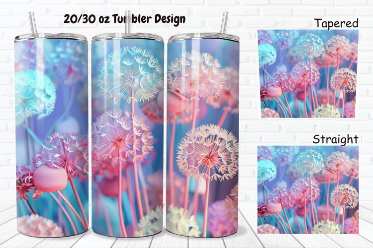 3D Colorful Dandelions Flowers 20/30oz Skinny Tumbler example image 1