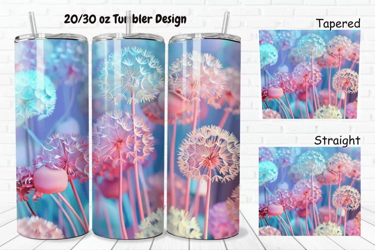 3D Colorful Dandelions Flowers 20/30oz Skinny Tumbler