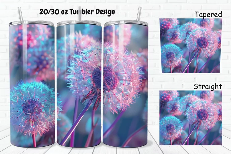 3D Colorful Dandelions Flowers 20/30oz Skinny Tumbler