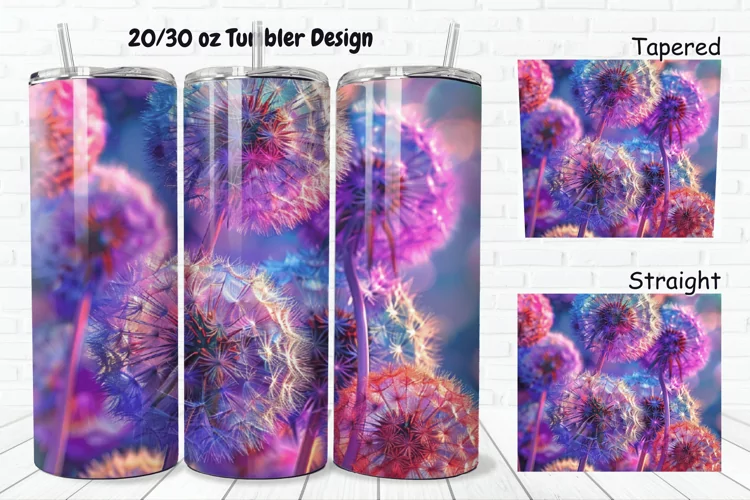 3D Colorful Dandelions Flowers 20/30oz Skinny Tumbler