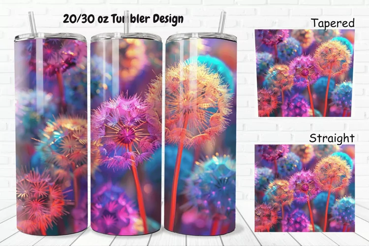 3D Colorful Dandelions Flowers 20/30oz Skinny Tumbler