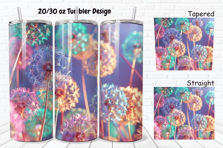 3D Colorful Dandelions Flowers 20/30oz Skinny Tumbler example image 1