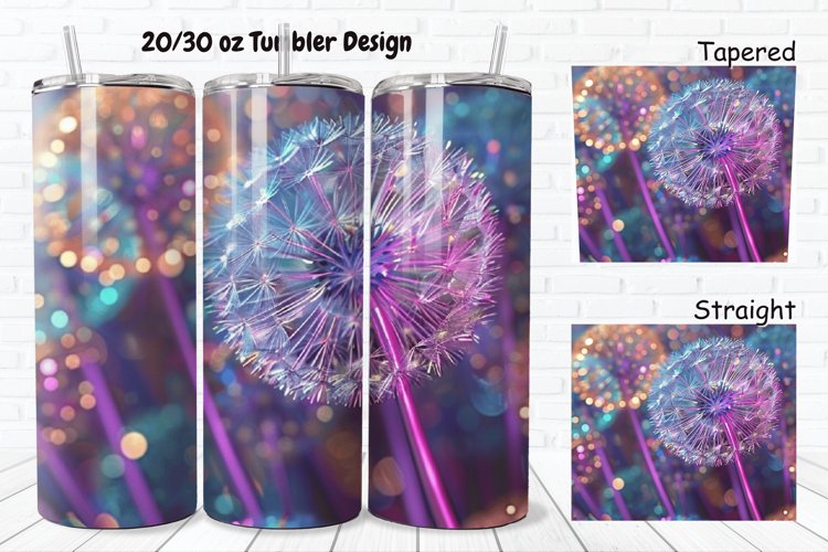 3D Colorful Dandelions Flowers 20/30oz Skinny Tumbler example image 1
