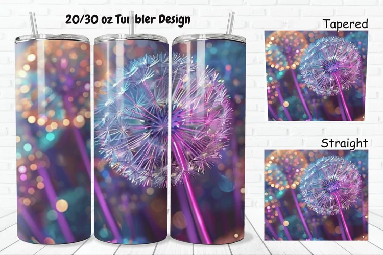 3D Colorful Dandelions Flowers 20/30oz Skinny Tumbler