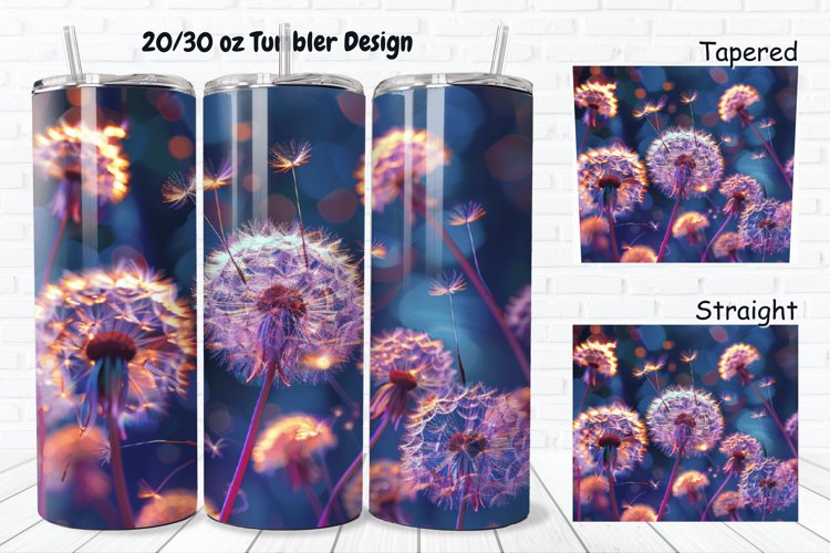 3D Colorful Dandelions Flowers 20/30oz Skinny Tumbler example image 1