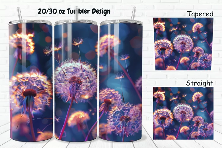 3D Colorful Dandelions Flowers 20/30oz Skinny Tumbler