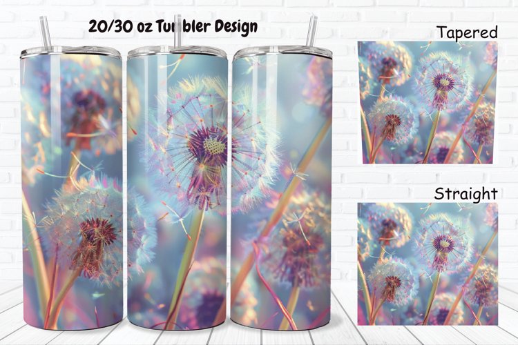 3D Colorful Dandelions Flowers 20/30oz Skinny Tumbler