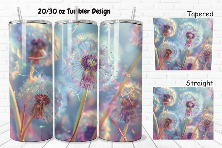 3D Colorful Dandelions Flowers 20/30oz Skinny Tumbler