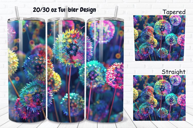 3D Colorful Dandelions Flowers 20/30oz Skinny Tumbler example image 1