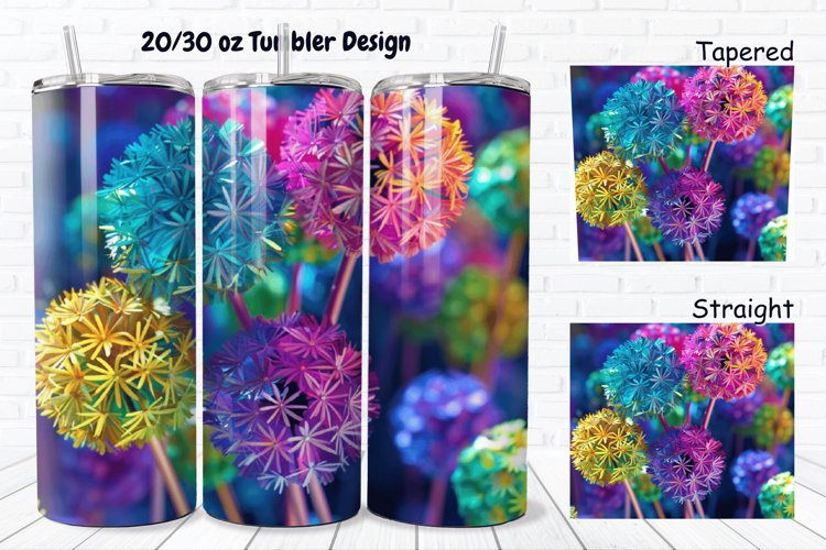3D Colorful Dandelions Flowers 20/30oz Skinny Tumbler example image 1
