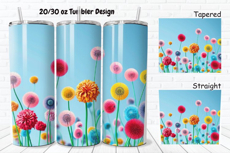 3D Colorful Dandelions Flowers 20/30oz Skinny Tumbler example image 1