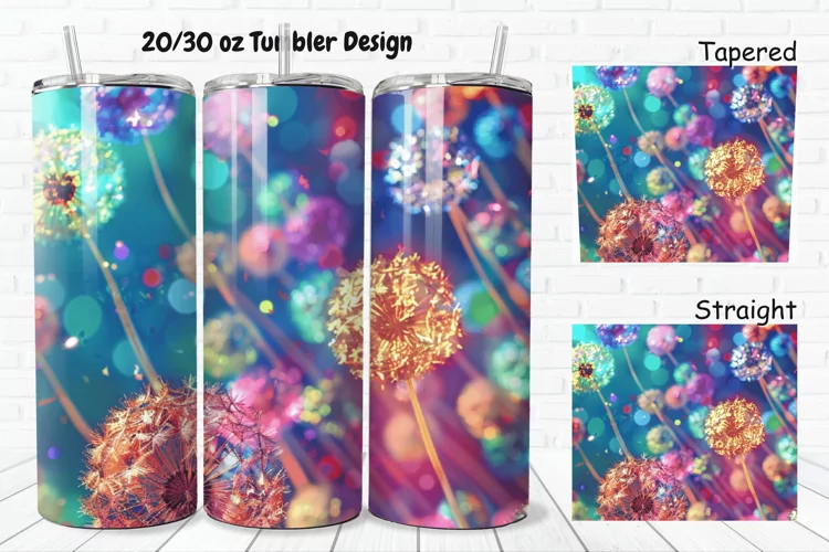 3D Colorful Dandelions Flowers 20/30oz Skinny Tumbler